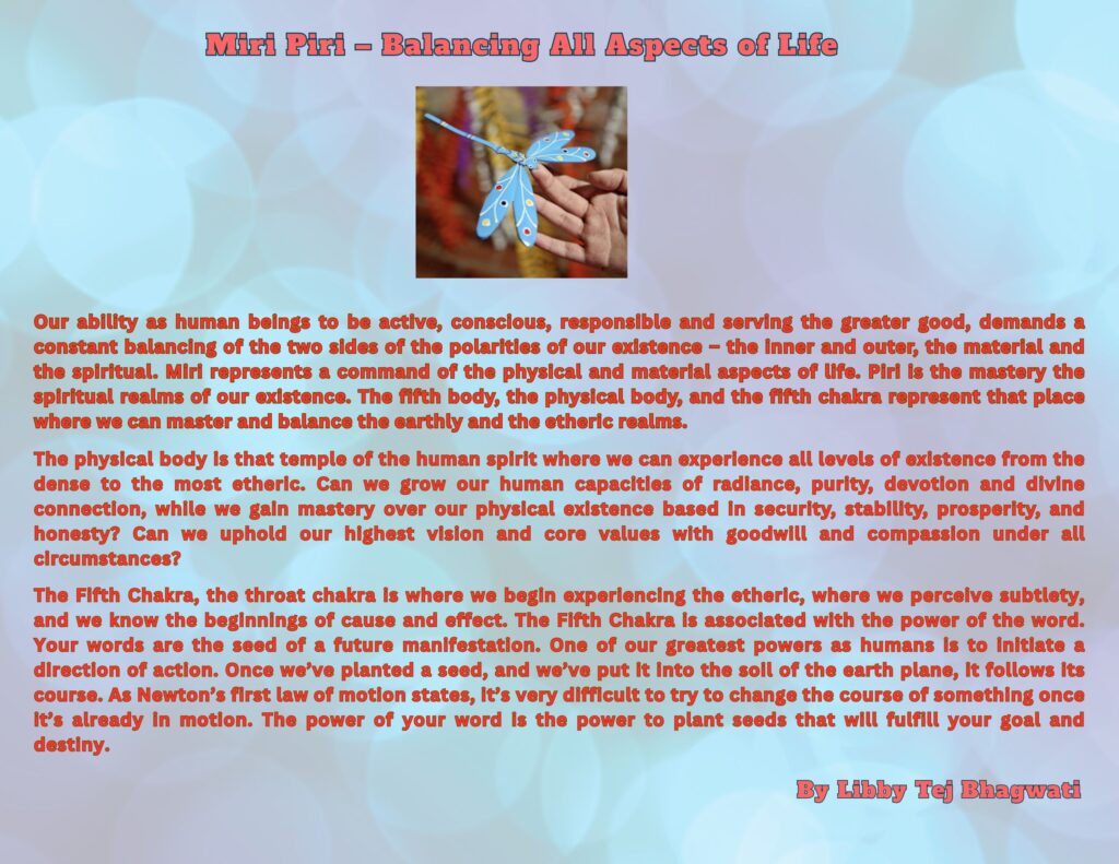 Miri Piri – Balancing All Aspects of Life-May 2026